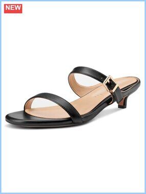 Two Strap Kitten Heel Sandals Slip On Open Toe Dress Mules